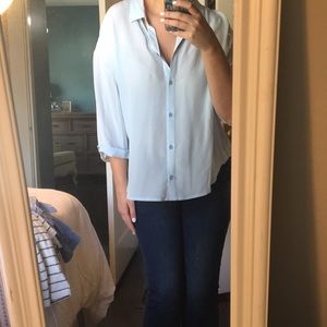 Anthropologie Blue silk blouse- perfect for summer!